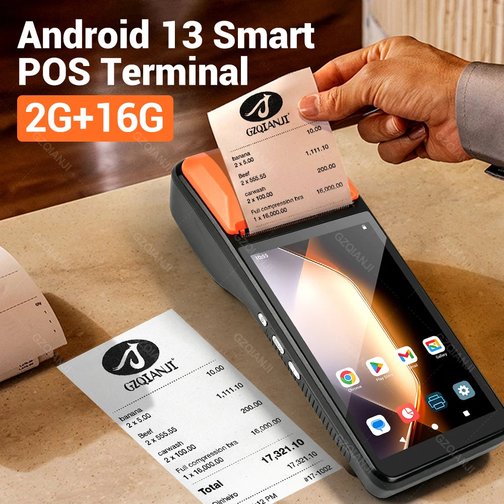 Android 13 Handheld Terminal POS PDA Printer All in one Portable 58mm Thermal Receipt Printer 4G Bluetooth Ticket Bill POS PDA