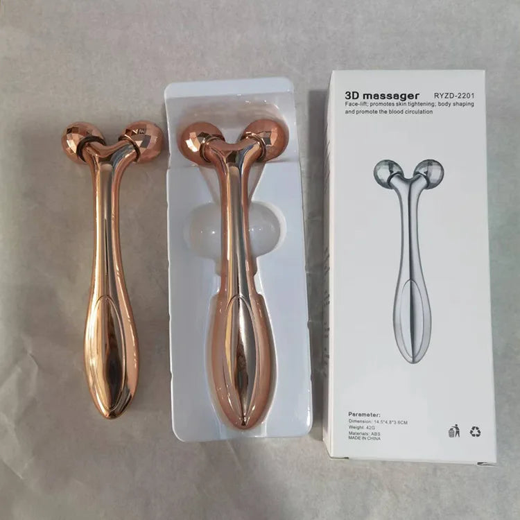 Facial Roller Massager, Mini Portable Y-shaped Ball Massager, Manual 3D Beauty Stick