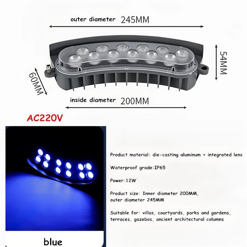 12w 1pcs LED Outdoor Colorful Waterproof Tree-hugging Lamp Shooting Landscape Lighting Tree AC220v Park Light for Columns Yard
