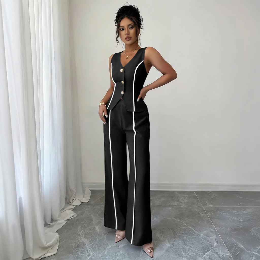 Women's 2026 Spring/summer Casual Chic Urban Hot Girl Color-block Sleeveless Blazer Set Wedding Dress Femme Clothes Lace Beach