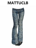 Women's Low Rise Flare Denim Pants Stacked Jeans Abi Bell Bottom Long Trousers Japanese Y2k Grunge Designer High Street Skinny