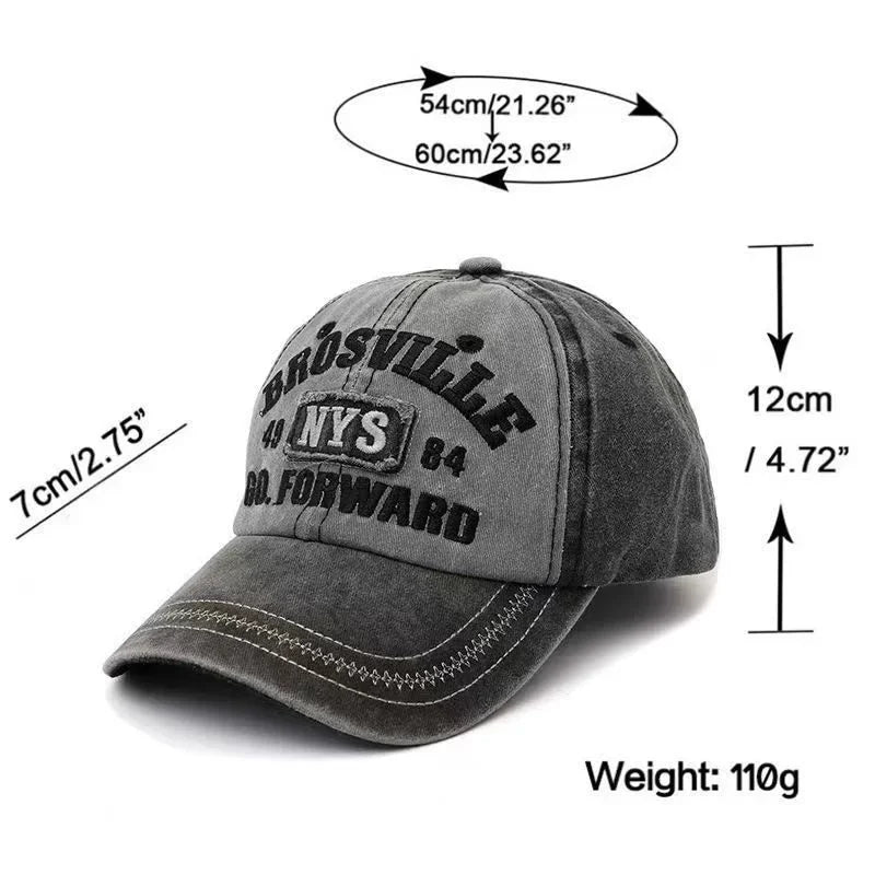 Retro Letter Embroidery Baseball Caps Men Women Washed Cotton Adjustable Casual Hat Hip Hop Streetwear Sun Hats Y2k Hat