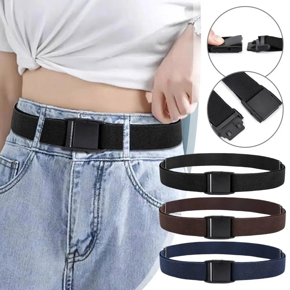 Unisex Invisible Elastic Stretch Belt No Show Flat Buckle Waistband for Jeans Dresses Men Women Adjustable Comfort Casual Belts