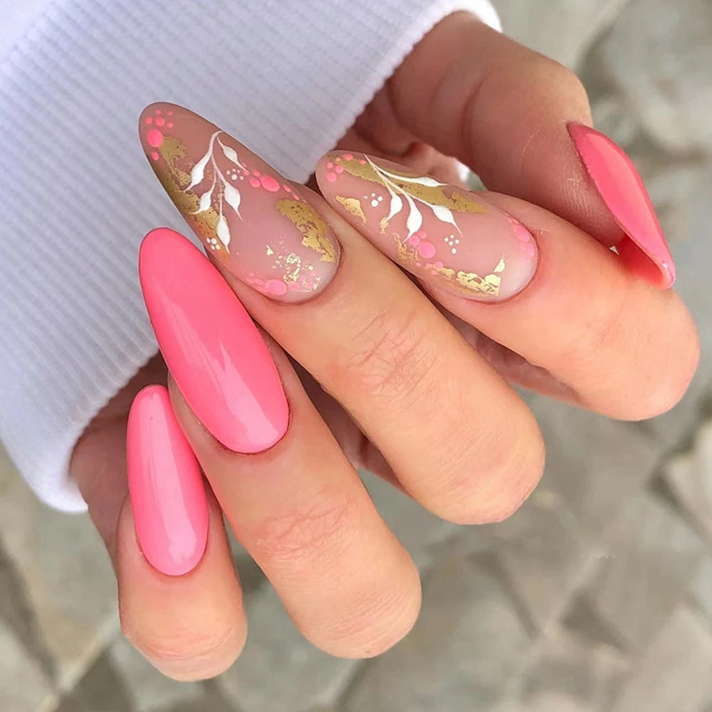 24Pcs/Set Blue Sky White Cloud Fake Nails Glue DIY Manicure Pattern Design False Nail French Stiletto Full Cover Nail Art Tools