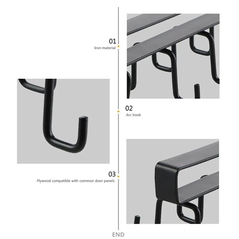 1 PCS Multifunctional Kitchen Organizer High Quality Double-row Cabinet Hook Durable Hanging Cup Holder