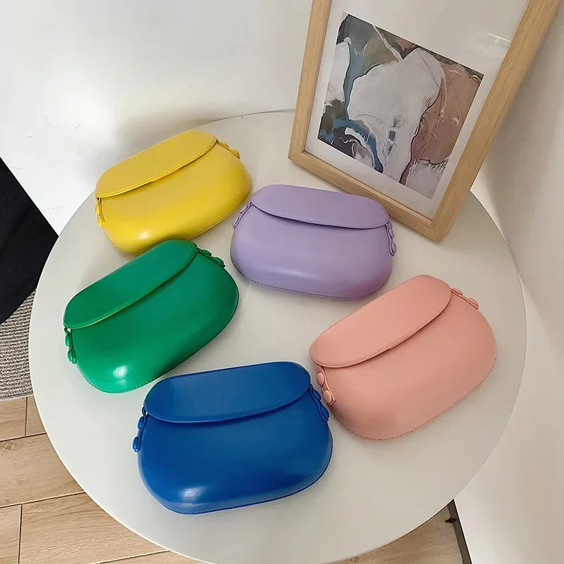 Candy Color Women's Saddle Shoulder Bag Casual Portable Female Small Clutch Handbags Sweet Fashion Ladies Purse Crossbody Bags