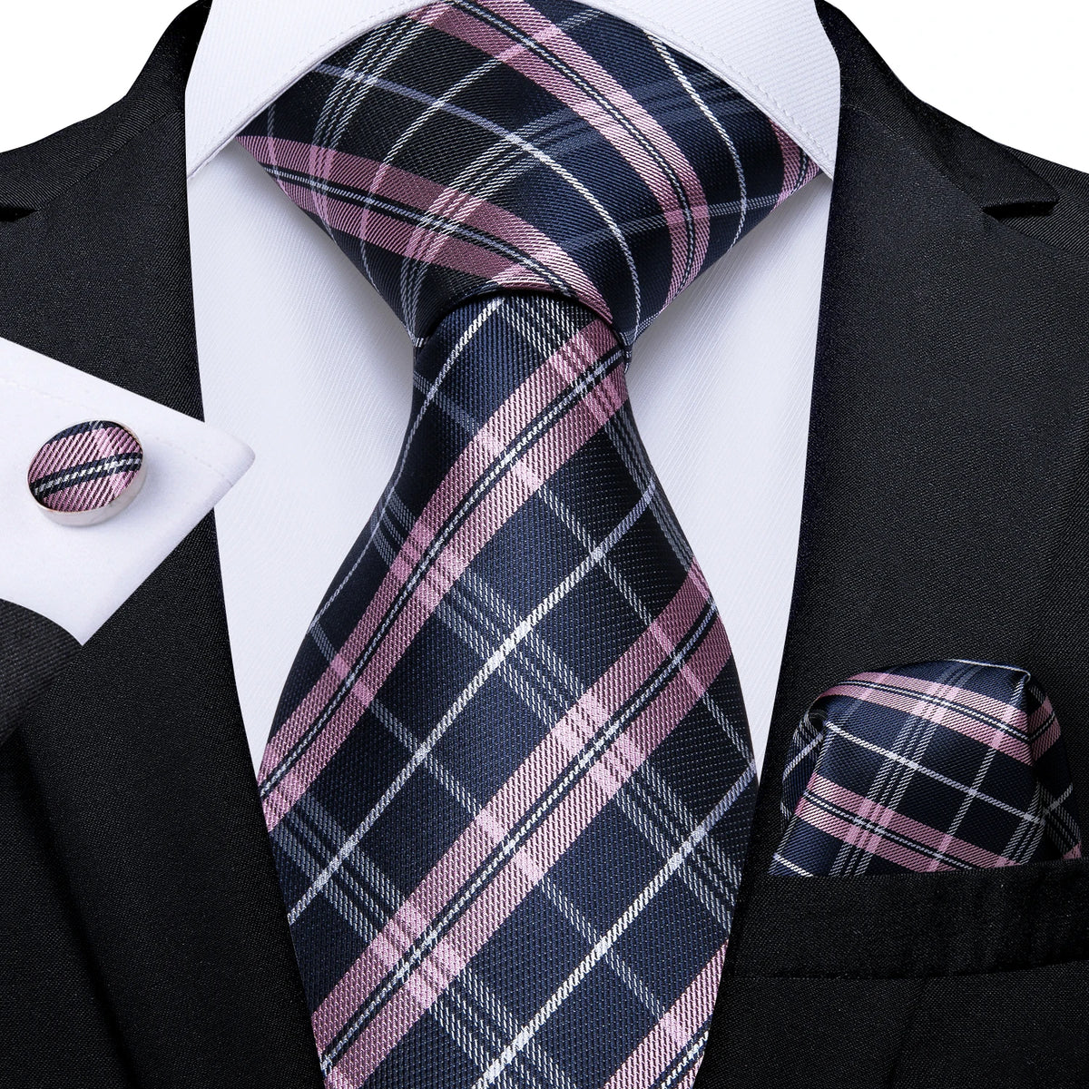 8cm Men's Polyester Ties Pocket Square Cufflinks Green Gold Paisley Wedding Party Accessories Necktie Gift