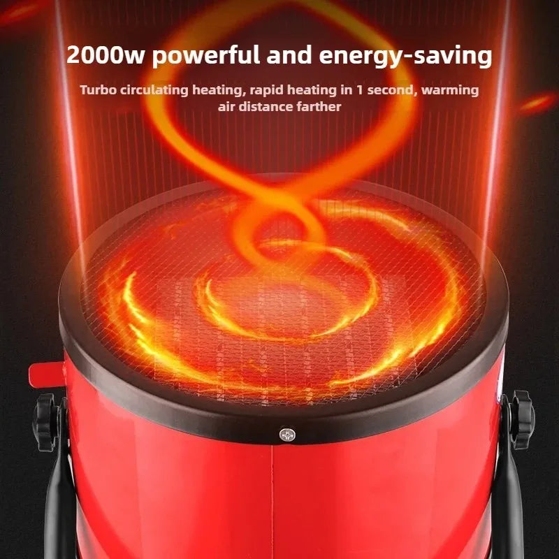 2000W Portable Space Heater with Fan Adjustable Thermostat 2 Heat Settings Fan Mode Overheat Tip-Over Protection for Home Office