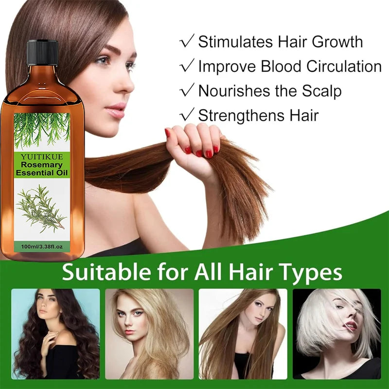 100ml Rosemary Essential Oil Natural Plant Extract Stimulate Hair Growth Nourish Scalp Smooth Hair Remove Loose Dandruff Flakes