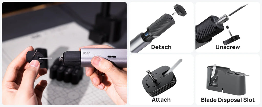 HOZO Ultrasonic Cutter with Auto Power Adjustment 6-in-1 Blades for Precision Cutting Hobby Craft Model Making Gloves Given Away