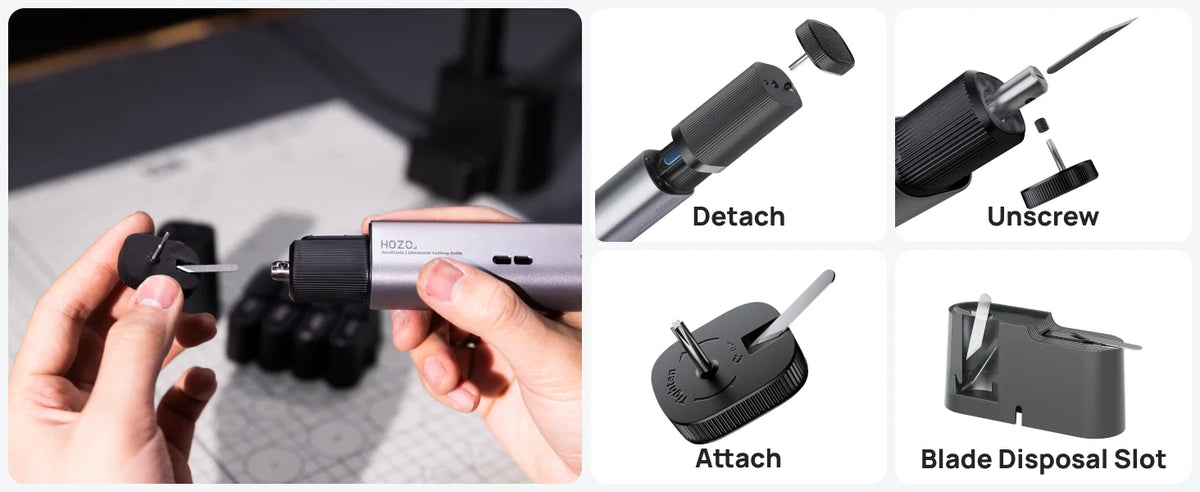 HOZO Ultrasonic Cutter with Auto Power Adjustment 6-in-1 Blades for Precision Cutting Hobby Craft Model Making Gloves Given Away