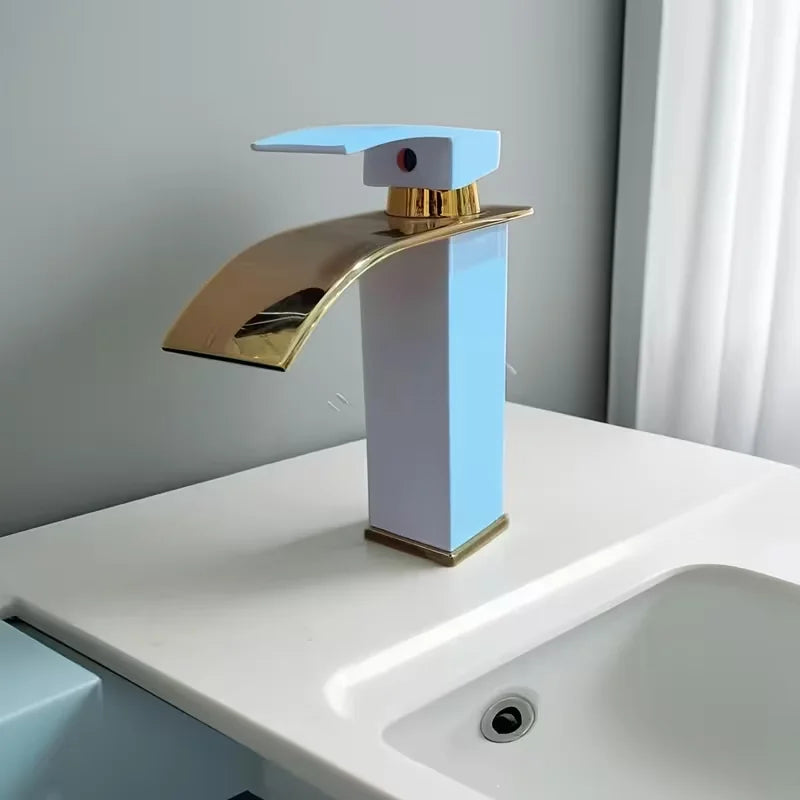 Waterfall Wash Basin Stainless Steel High And Low Faucet Black Hot And Cold Toilet Wash Basin Bathroom