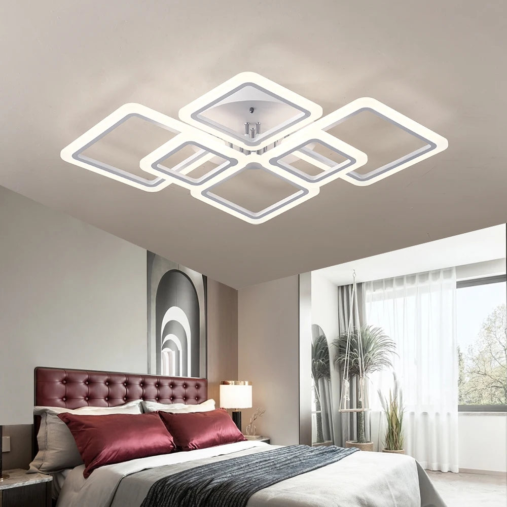 Modern Interior Square Ceiling Light with Remote Control LED Dimmable Ceiling Lamp lustre Living Room Kitchen Bedroom Decoration
