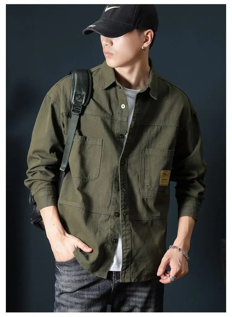 Oversized Men's Long Sleeve 100% Cotton Shirts Male Tops Big Size Fashion Casual Jacket Loose Fit Spring Outwear Plus Large 7XL