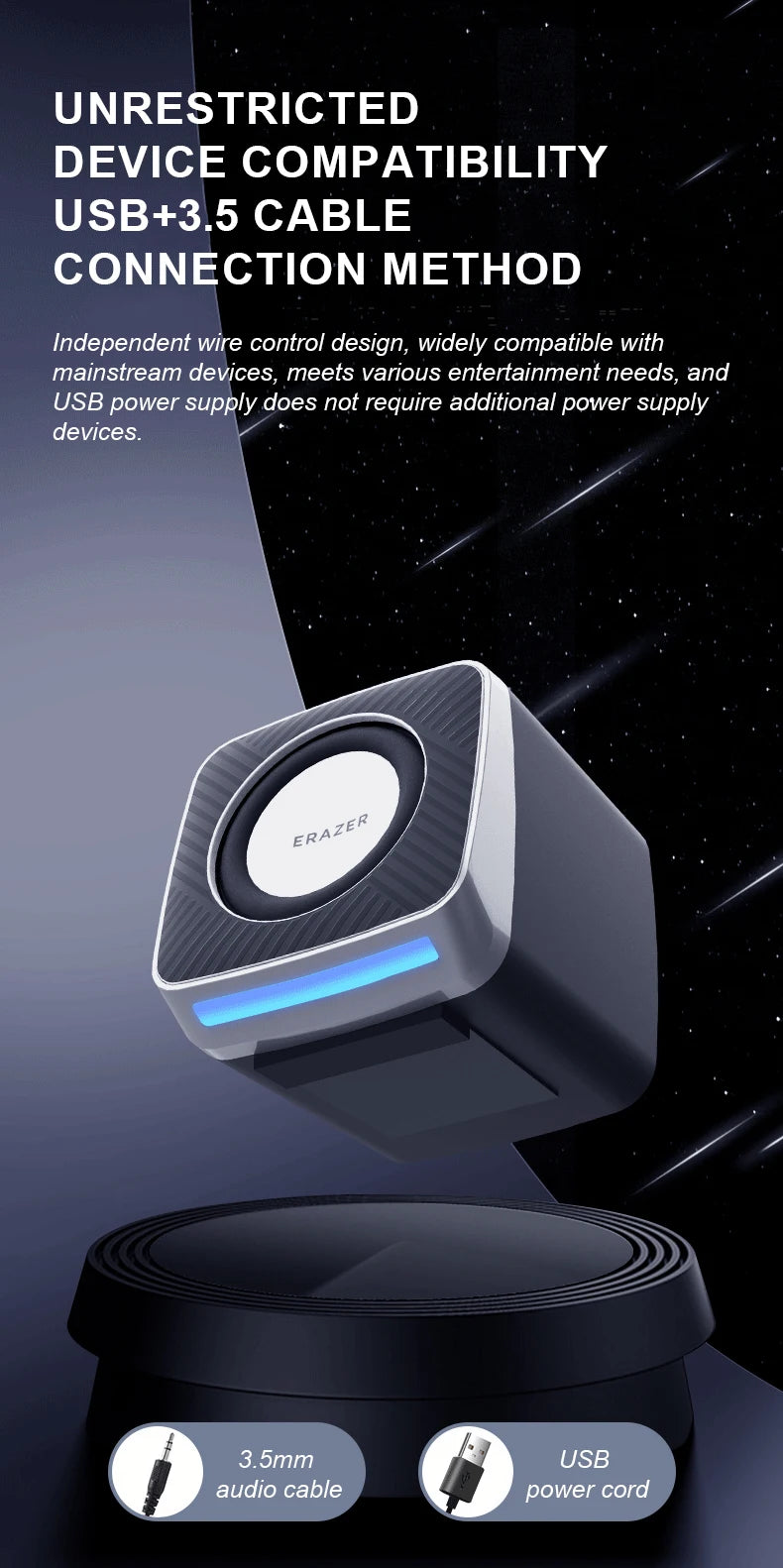 Lenovo Computer Speakers HiFi Sound Quality Desktop Audio Stereo LED Breathing Light Loudspeaker Box Dual Channel with 3.5mm/USB