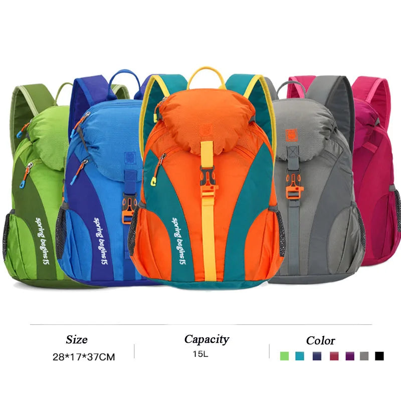 15L Waterproof Outdoor Hiking Bag Large Capacity Anti-theft Double Zipper Hiking Sports Backpack Spring Outing Bag