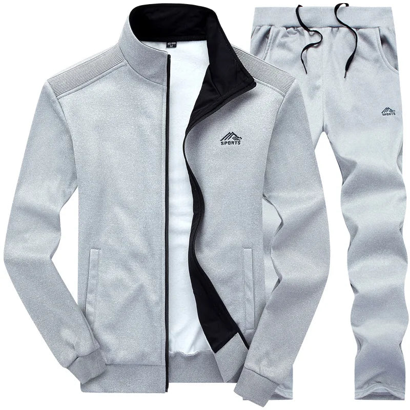 2025 Gym Spring Jacket + Pants Casual Tracksuit Men Sportswear Tracksuits Men Polyester Sweatshirt Sporting Fleece ropa hombre