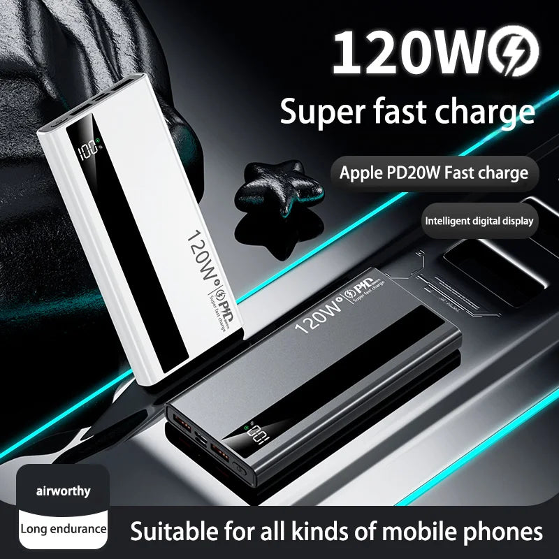 OnePlus 120W 500000mAh Power Bank High Capacity Digital Display Fast Charging Powerbank Portable Battery Charger For iPhone