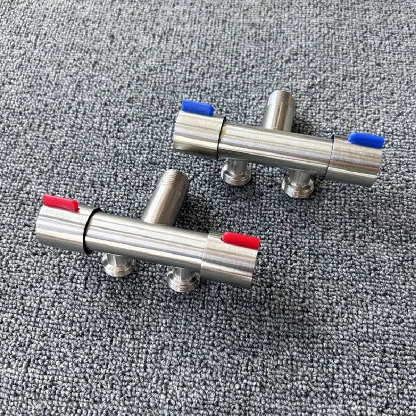 Double Handle Stainless Steel Faucet Bathroom Washing Machine Faucet Dual Use Angle Valve Inlet Valve Accessories