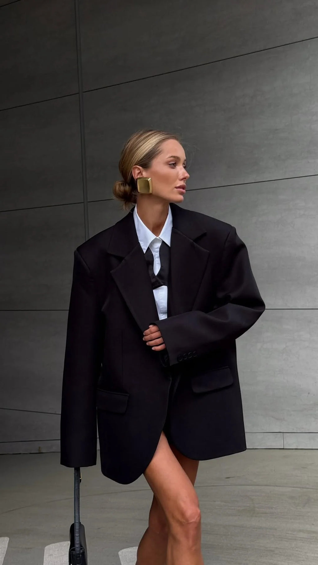 Women Red Fashion Blazer Jacket Lapel Collar Single Button Long Sleeve Loose Casual Coats Oversized Autumn Winter Streetwears
