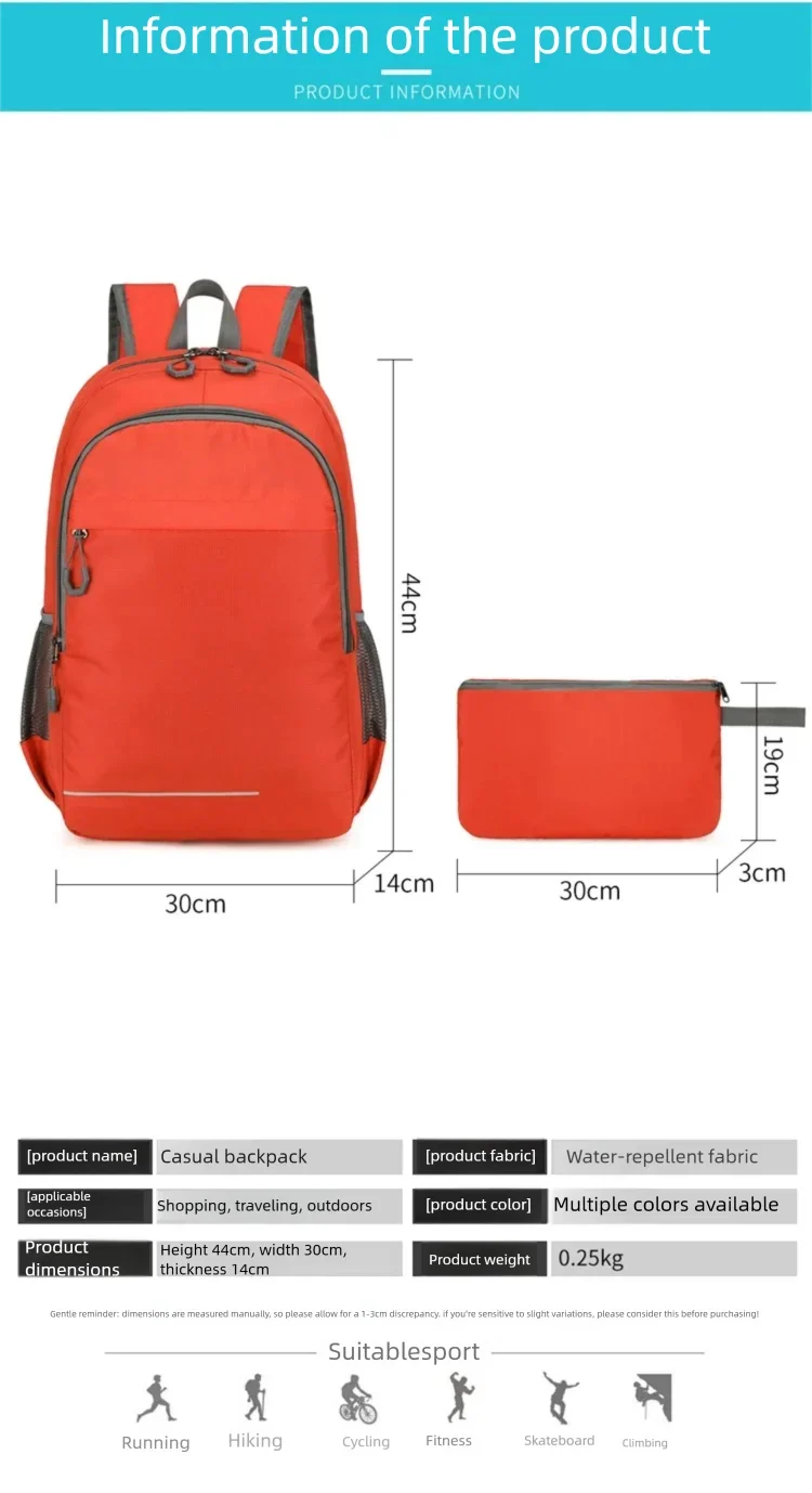 Men's Waterproof Outdoor Backpack Lightweight Hiking Bag Large Capacity Foldable Camping Travel Backpack for Men Organizer Bags