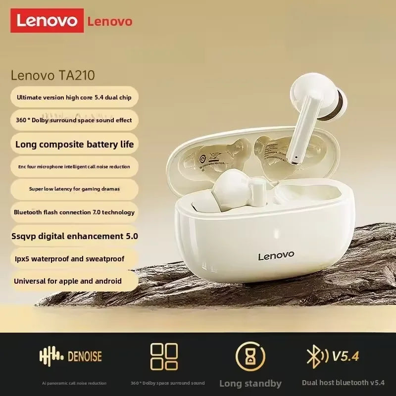 Lenovo TA210 TWS Wireless Bluetooth 5.3 Earphones Gaming Low Latency Dual Mode Music Earbuds Sports In-Ear Headset With Mic New
