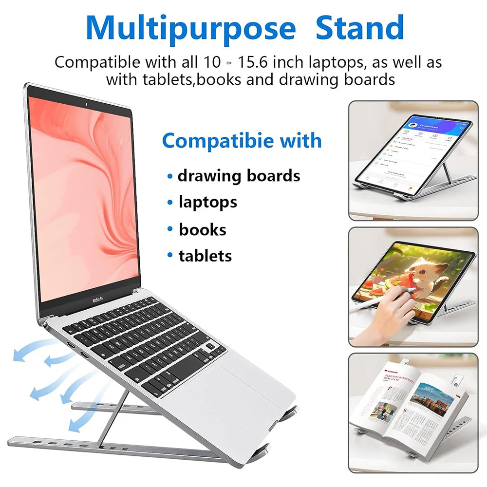 Laptop Stand for Desk, Metal MacBook Stand,Computer Riser for Desk, Foldable Adjustable Notebook Holder for10-15.6 Inch Laptops