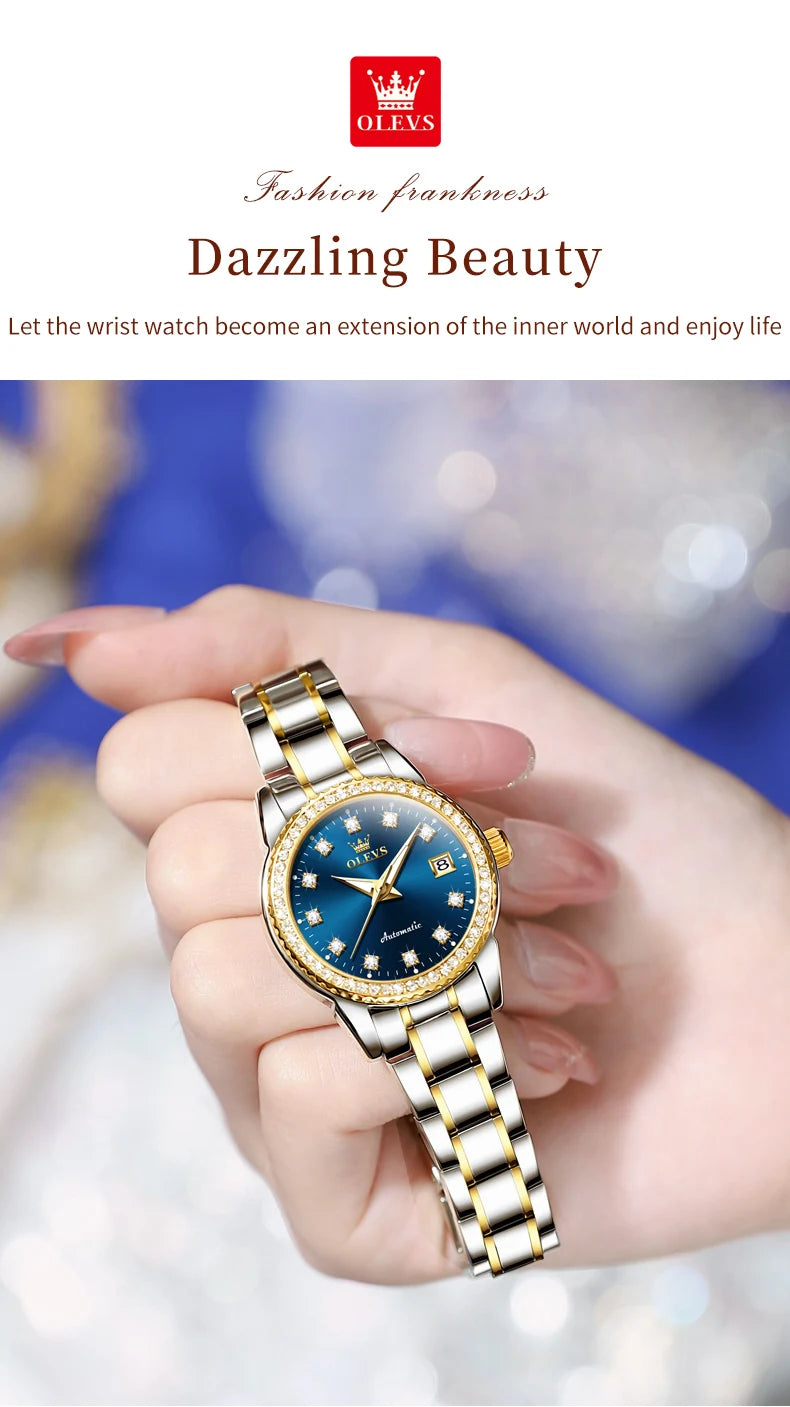 OLEVS Automatic Mechanical Watch for Ladies Auto Date Top Brand Business Luxury Women Watch NEW 7003