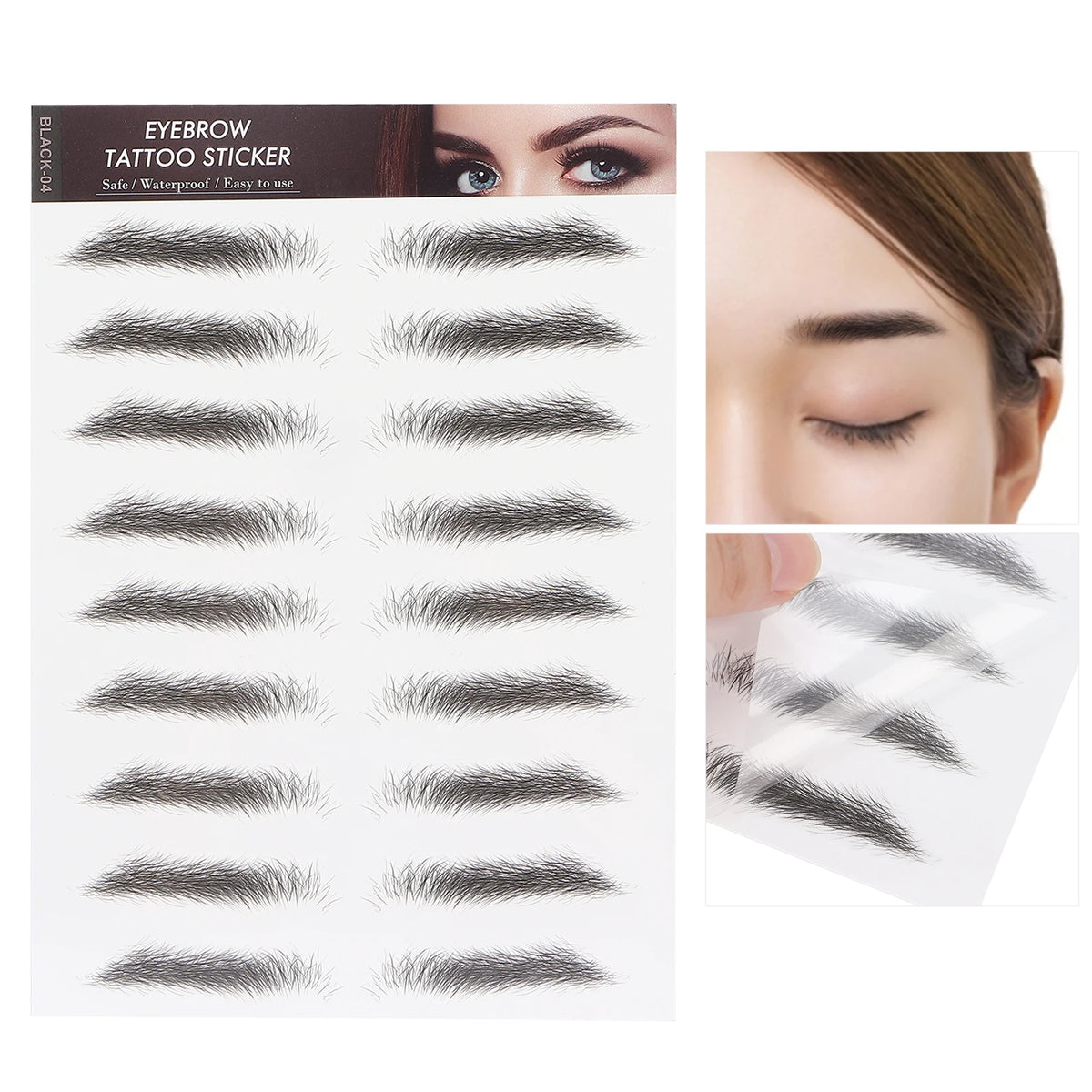 Long Lasting Eyebrow Transfers Sticker Household Portable Waterproof Safe Women Black Eyebrow Tattoo Sticker Makeup Tools