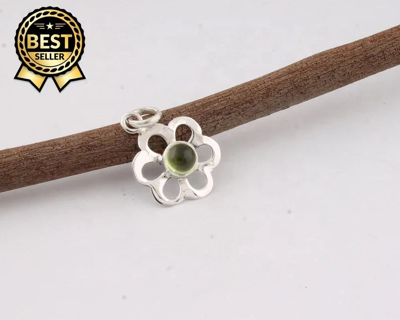 925 Sterling Silver Gold & Rhodium Plated Tear Drop Peridot Gemstone Charm Pendant Women's Classic Loose Stone Jewelry