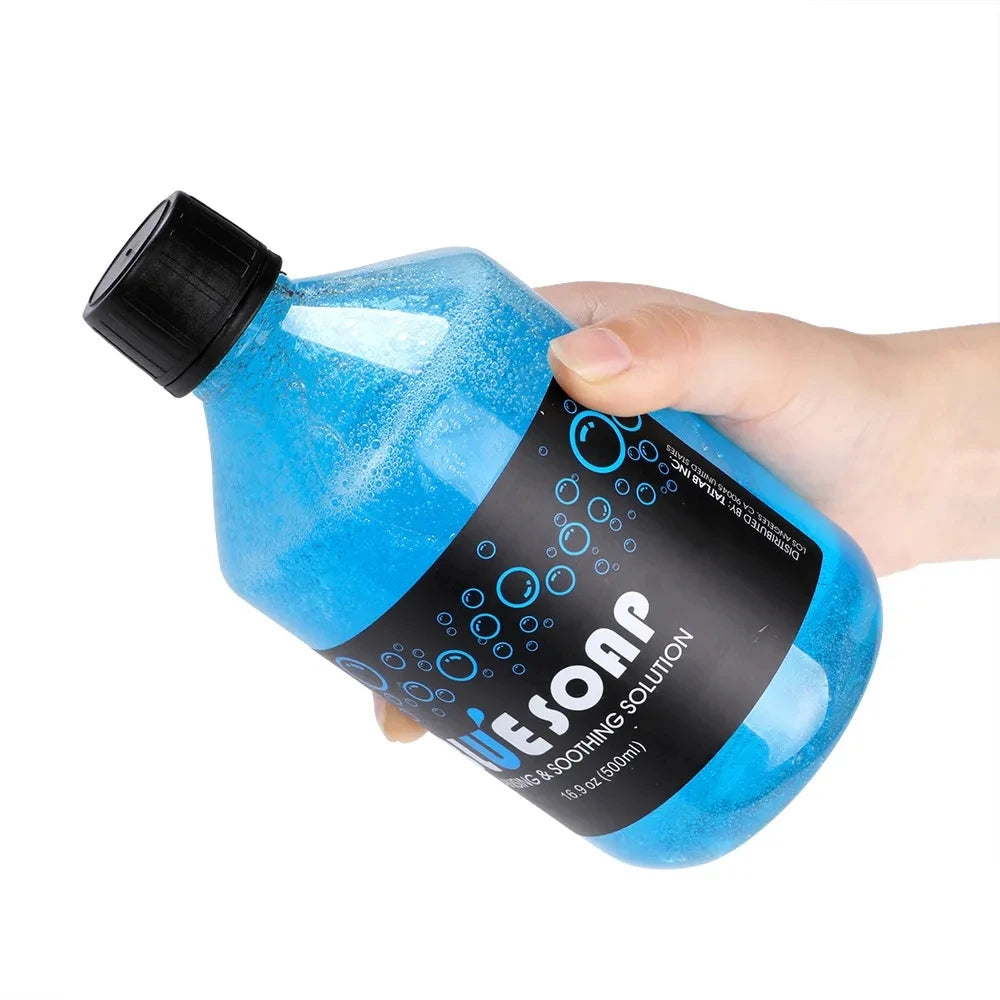 500/40ML Tattoo Blue Soap Cleaning Soothing Solution With Tattoo Foam Diffuser Bottle Blue Algae Soap and Bottle Cleaning Supply