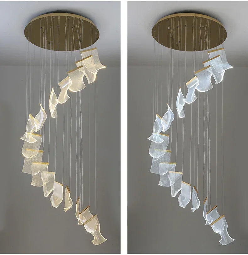 Modern LED Pendant Lights Living Dining Room Lighting Lustre Decor Chandelier Indoor Villa Duplex Stairs Hanging Lights Fixture