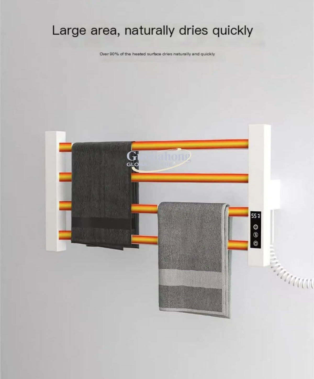 Bathroom Accessories; Stainless Steel Towel Dryer with Digital Display Temperature Control Electric Heated Towel Rack.