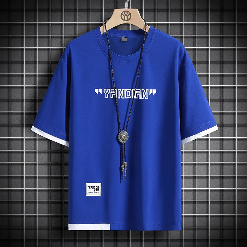 Hip Hop Loose Mens Streetwear T-shirts Casual Classic 2023 Summer Short Sleeves Black White Tshirt Tees Plus Oversize 5XL 6XL