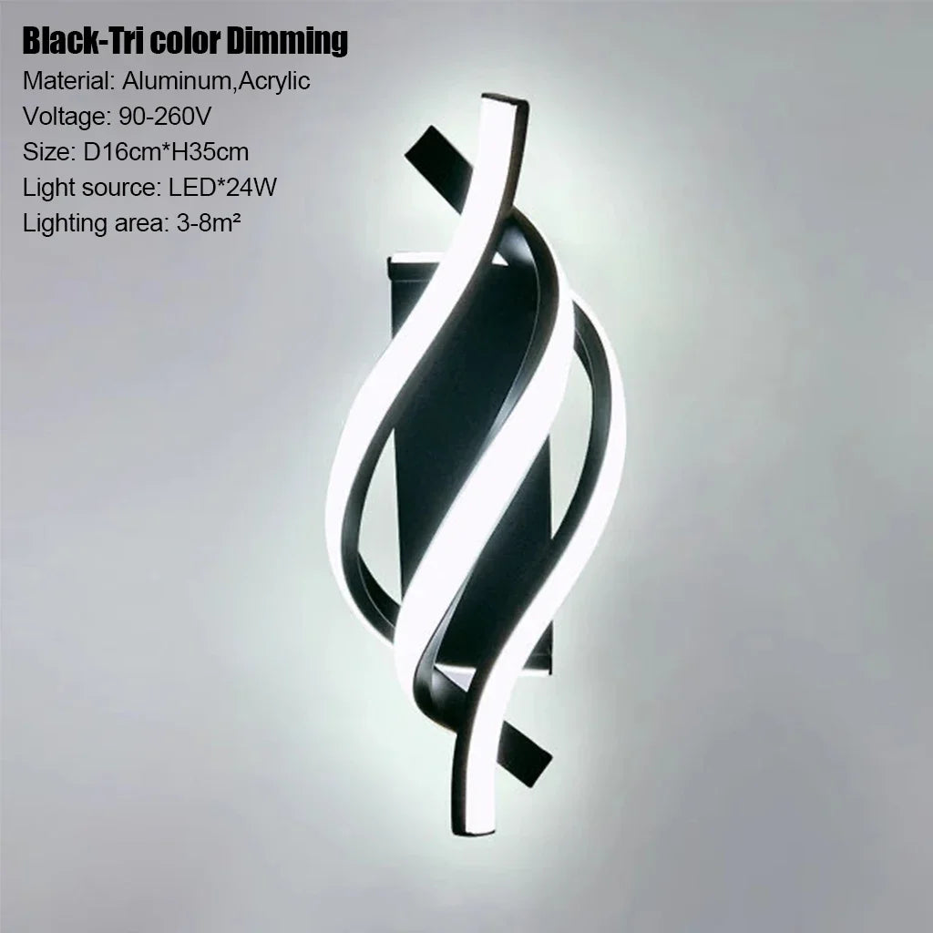 Modern LED Wall Lamp Home Line Decoration Wall Lamp Living Room Background Wall Bedroom Headboard Black White Lighting Lustre