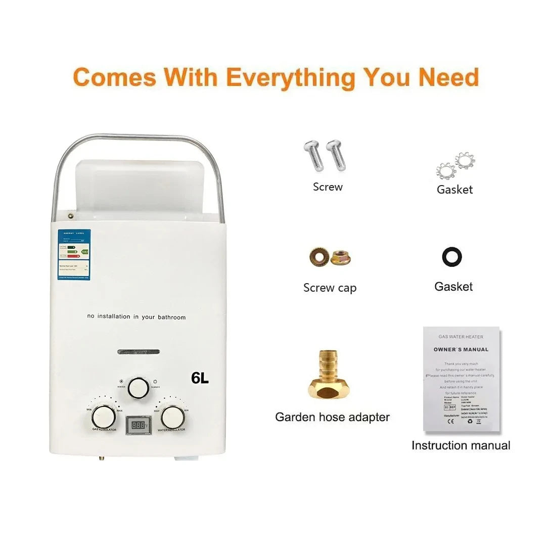 Portable Instant Gas Water Heater Handheld Hot Water Device for RV Outdoor Camping