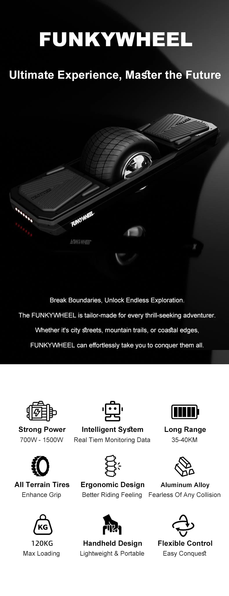Manufacturer Configuration One Wheel Electric Scooter All Terrain Pro Model One Wheel Electric Skateboard