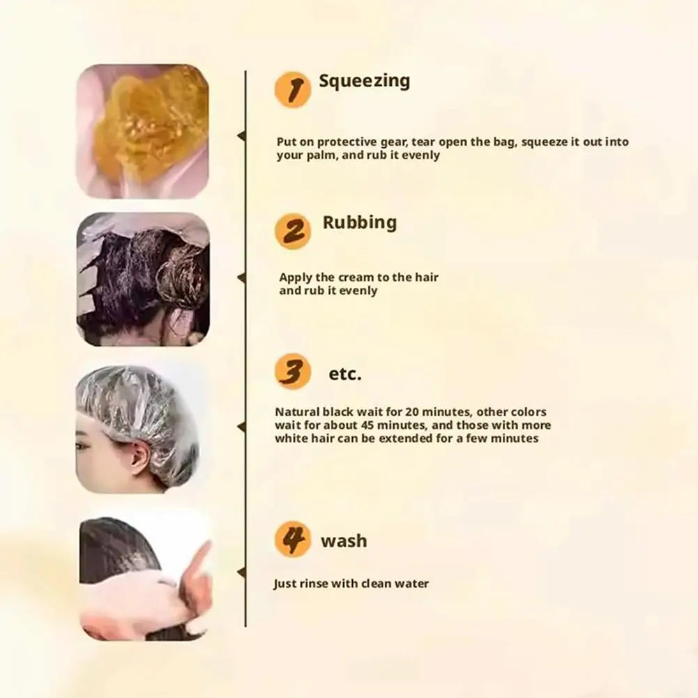 Botanical Hair Dye Cream Covering Gray Hair Natural Quick Dye Floral Single Hair Dye Agent Plants Do Not Damage Hair for Women