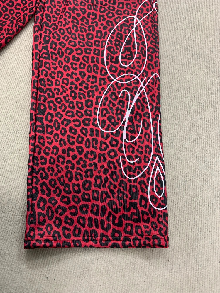 New Loose Y2K Leopard Print Design with Elastic Punk Embroidery Rope Casual Pants for Men in the Summer of 2026