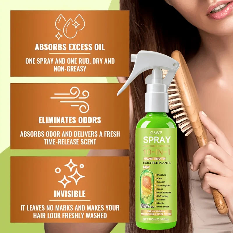 GSWP 10-In-1 Leave-In Hair Spray, Moisturizes and Smooths, While Providing Styling Moisture and Heat Protection. 100ml/200ml