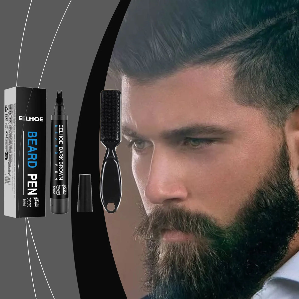 Waterproof Beard Pen Filler Men Moustache Coloring Pen Beard Coloring Filling Enhancer Black Fiber Hair Beard Stuffing Pen Tool
