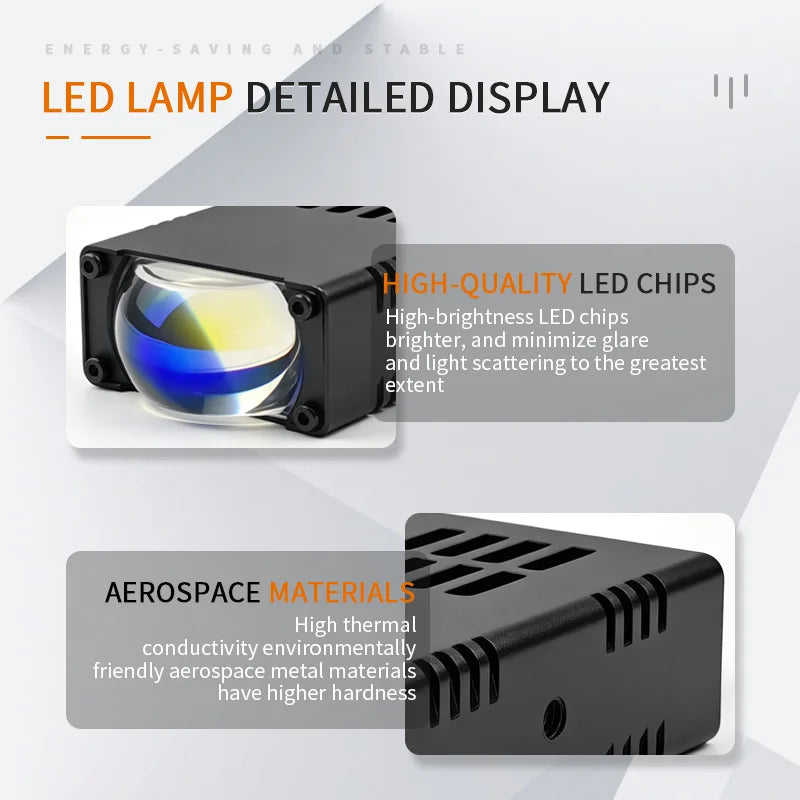 Universal LED Auxiliary Front Light for Motorcycles and Cars, Spotlight with Two Colors, High and Low Beams, Bright Driving Fog