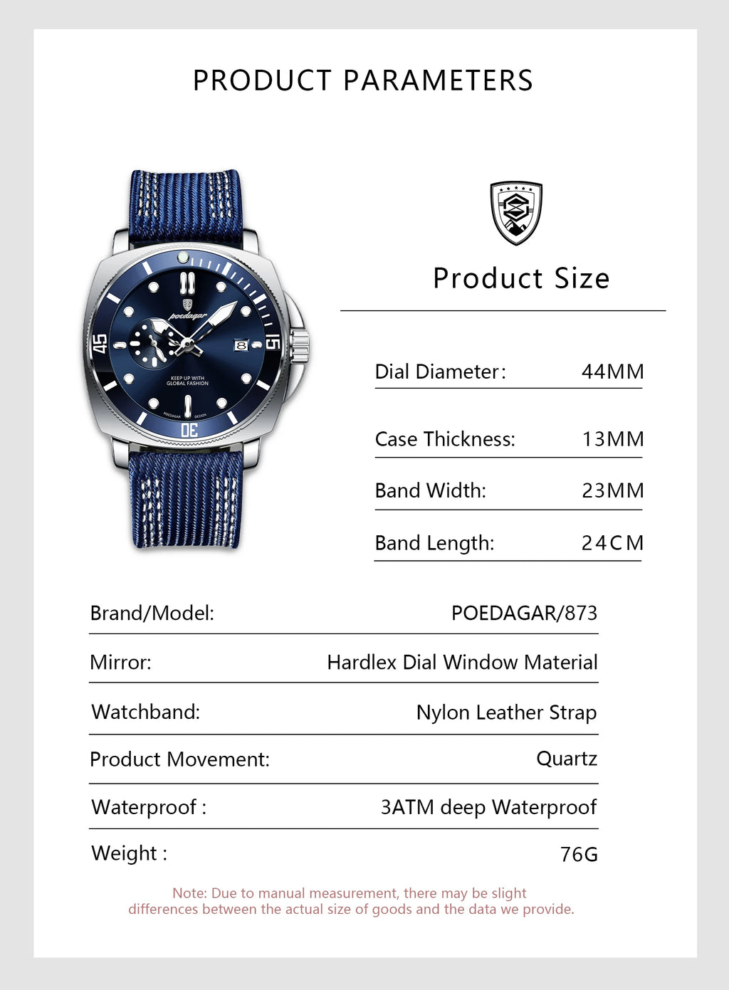POEDAGAR Sport Military Men Clock Waterproof Luminous Date Top Luxury Watch For Man Nylon Leather Quartz Men's Watches Reloj+Box