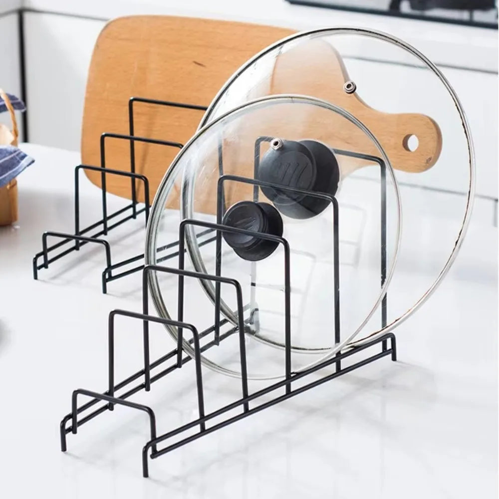 Minimalism Multi Layer Iron Art Rack Shelf Rust-Free Metal Kitchen Organizer Rack Multifunctional Pot Cover Rack Bowl Dish