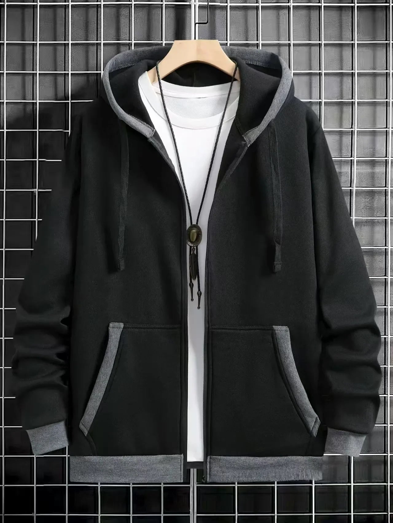 Spring and Autumn Men's Zipper Jacket Warm Windproof Hoodies Thickened Cardigan Sports Long Sleeve Sweatshirts Hooded Coat