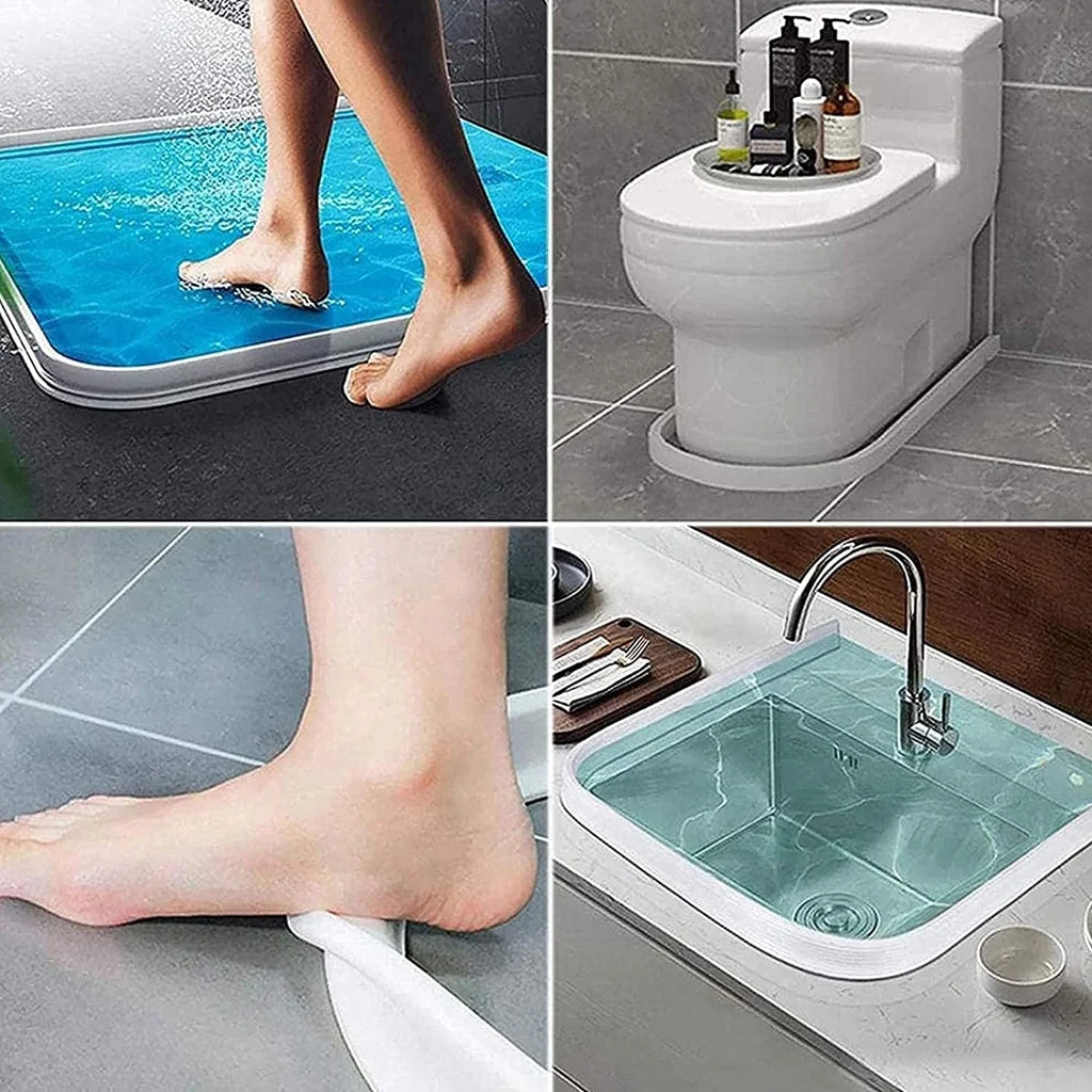 Bathroom Water Stopper Shower Barrier Door Threshold Water Blocking Wash Basin Splashproof Bendable Silicone Sealing Dam Barrier