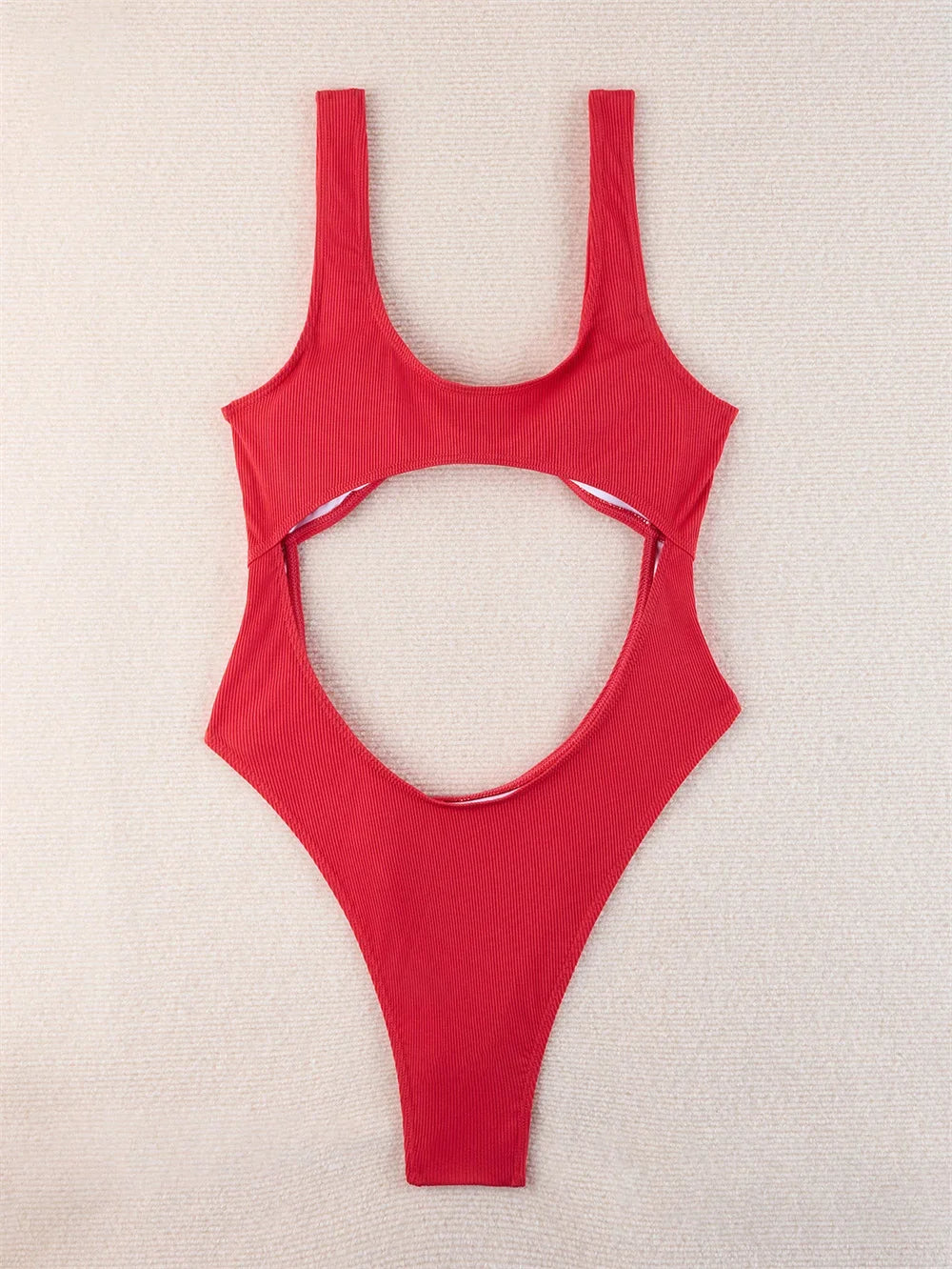 Retro Extrem Bikini Cut Out Backless Monokini Ribbed Swimsuit Women One-Piece Push Up Vacation Swimwears Brazil Beach Bath Suits
