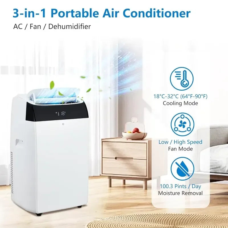 14000 BTU Portable Air Conditioner for 3-in-1 Free Standing Cooling AC Unit with Fan Dehumidifier Remote Control and Sleep