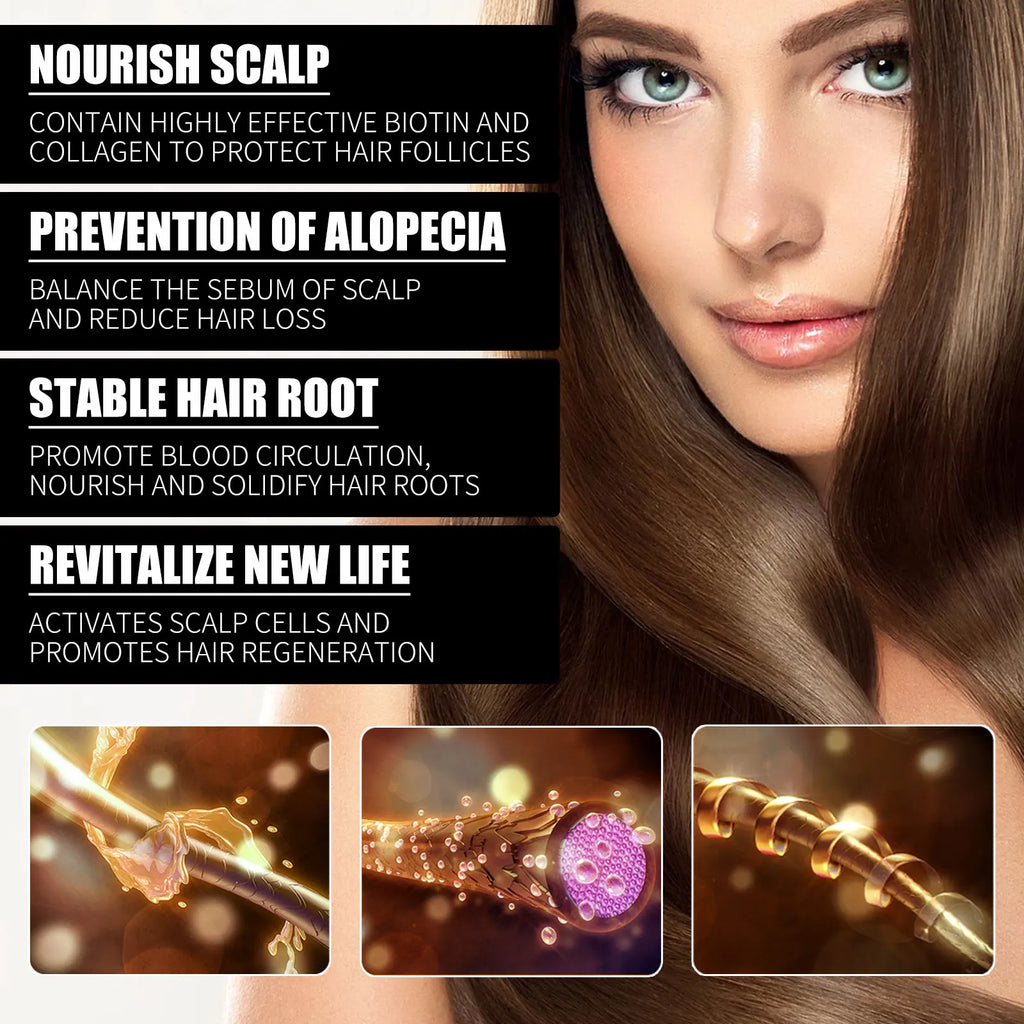 Biotin Hair Oil Collagen Scalp Serum Strengthening Treatment Natural Rosemary Ginseng Extract Thicker Hair Care Essential Oil