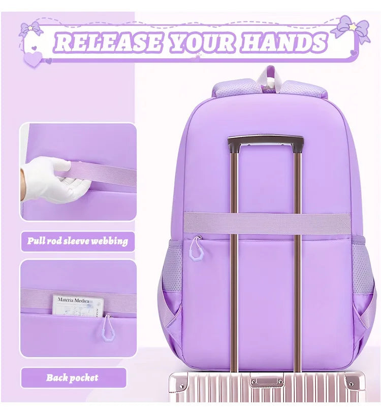 Cute Student Backpack 3pcs/set Primary Schoolbag Rabbits and Quicksand Kawaii Student Backpack Teenage Girls Handbag Rucksack